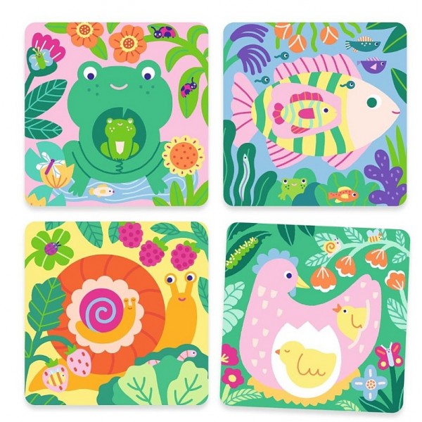 Coloriages magiques - Coucou caché maman-bébé du jardin - Djeco
