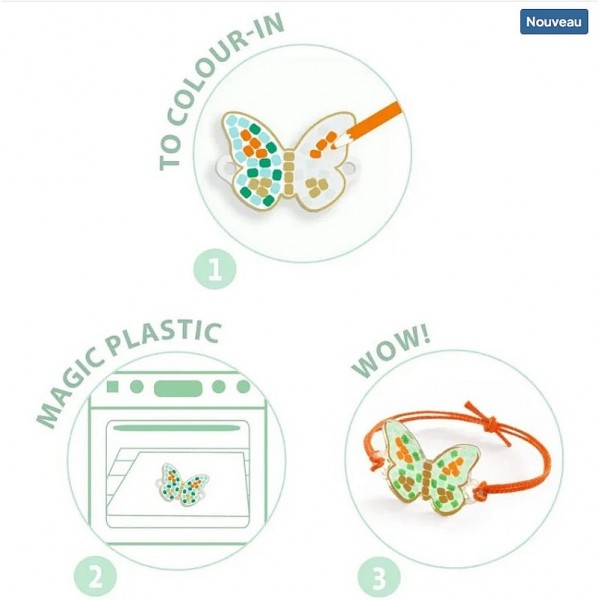 Do it Yourself - Bijoux à fabriquer en plastique magique - Plume et lotus - Djeco