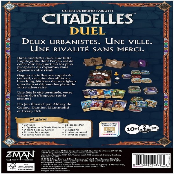 Citadelles Duel - ZMan Games - Sortie le 23/10