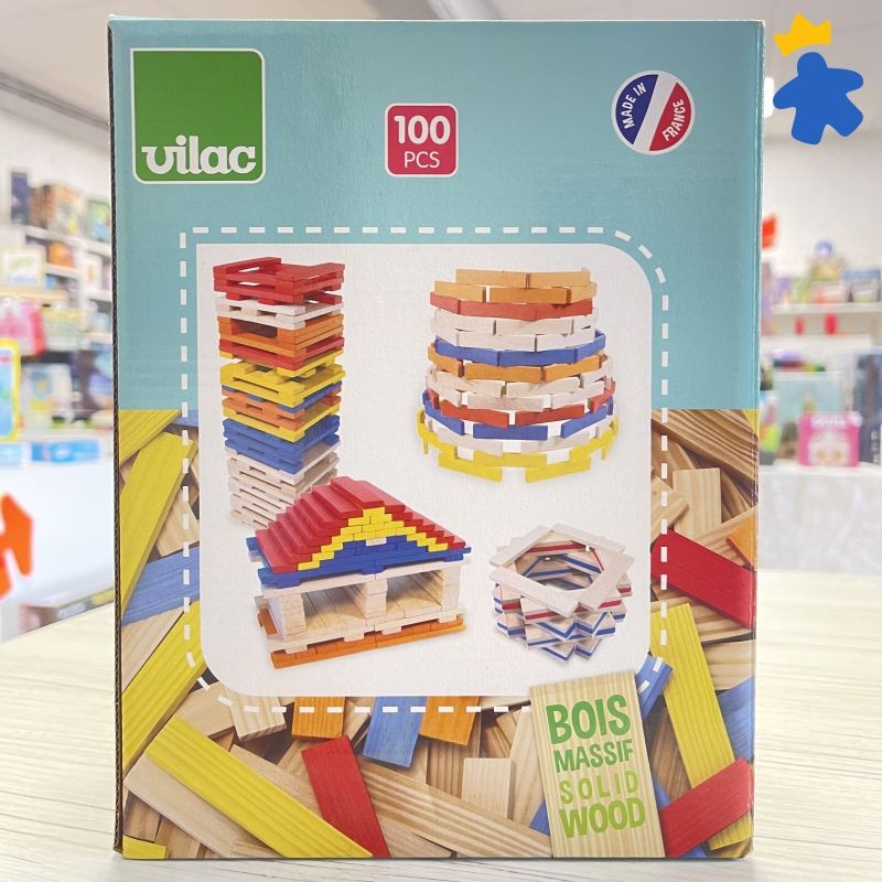 Vilac 2139 Batibloc – Valigetta Gioco Di Costruzioni Per Bambini – Giocattolo In Legno Elegante E Colorato (4+ Anni)