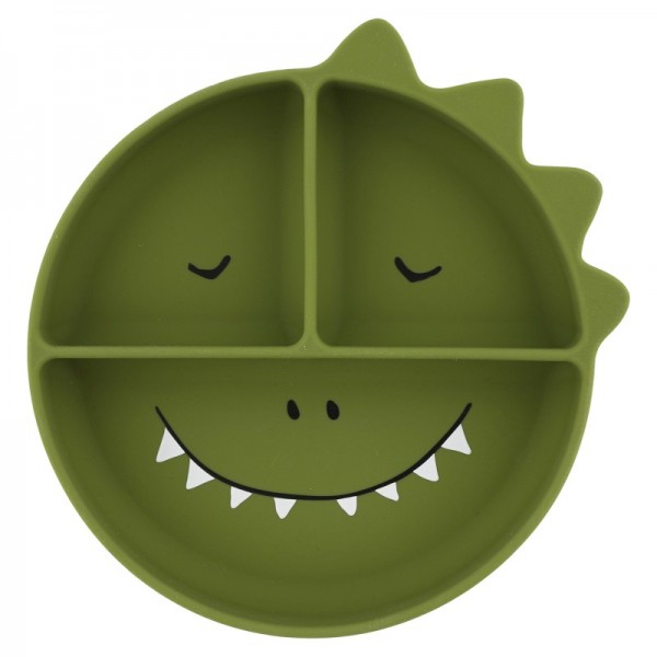 Assiette avec ventouse en silicone et compartiments Mr Dino - Trixie