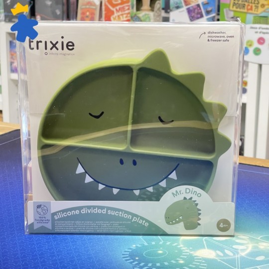 Assiette avec ventouse en silicone et compartiments Mr Dino - Trixie
