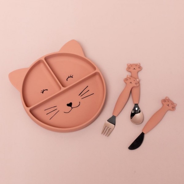 Assiette avec ventouse en silicone et compartiments Mrs Cat - Trixie