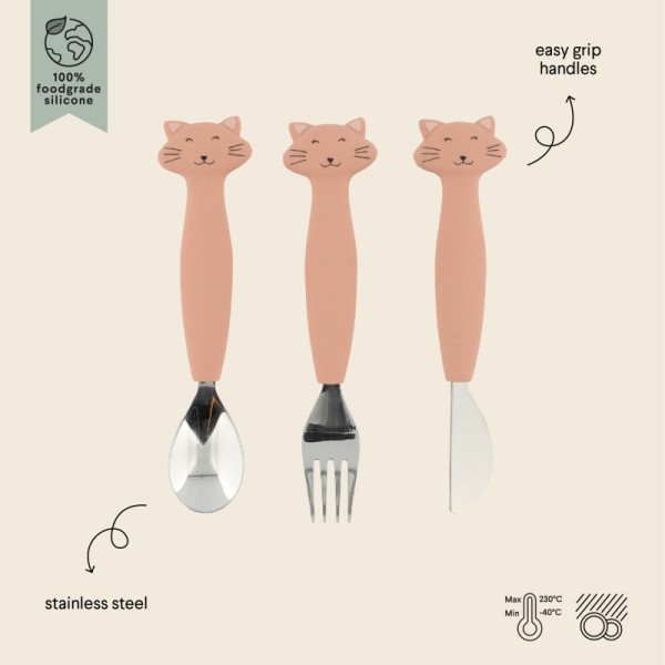 Couverts 3 pièces en silicone Mrs Cat - Trixie